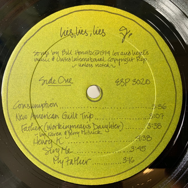 Bill Horwitz - Lies, Lies, Lies - Used Vinyl - High-Fidelity Vinyl